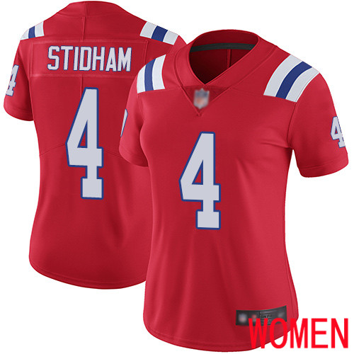 New England Patriots Limited Red Women #4 Jarrett Stidham Alternate NFL Jersey Vapor->new england patriots->NFL Jersey